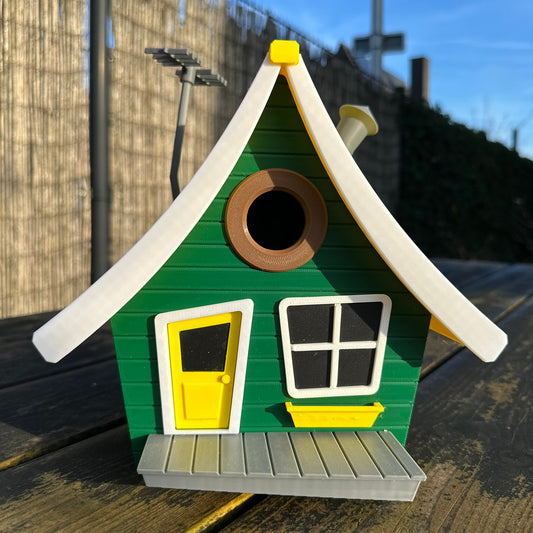 BirdieBoxx Tooned Edition – Den Haag Editie – 3D Geprint Vogelhuisje – Groen & Geel – Cartoon Design