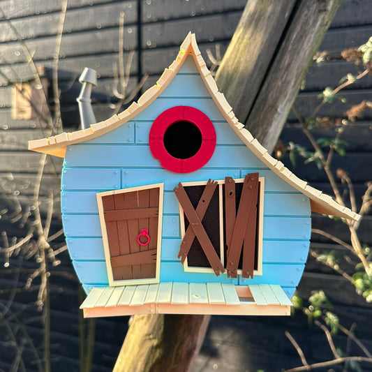 BirdieBoxx Tooned Edition – 3D Geprint Vogelhuisje – Turquoise Voorgevel – Inclusief Montagebeugel