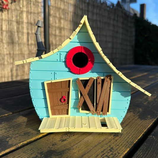 BirdieBoxx Tooned Edition – 3D Geprint Vogelhuisje – Turquoise Voorgevel – Inclusief Montagebeugel