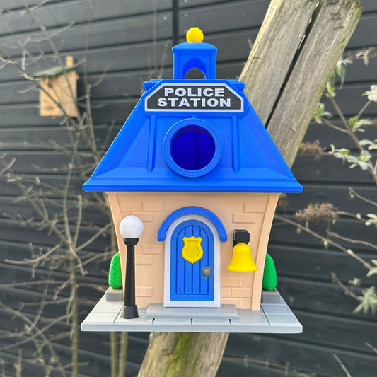 BirdieBoxx Police Edition - 3D Geprint Vogelhuisje - Politiebureau Design - Inclusief Montagebeugel